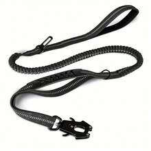 1 件，狗战术牵引绳，高强度牵引绳，4-6 英尺减震弹力牵引绳，配有 2 个软垫手柄，宠物腰带，适合中型到大型或超大型犬，适合日常遛狗，狗牵引绳，狗用具，黑色狗牵引绳。 - 彩色 - 查看 11