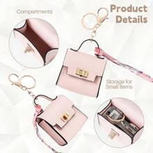 NYXIA Mini Square Leather Bag Charm Bag Pendant Light Luxury Cute Bag Pendant Fashion Decor Accessories Creative Keychain Women Gift Lipstick Bag Earphone Charter Bag Wallet Mini Purse Coin Wallet For Women Wallet Mini Wallet Purse Wallet - Multicolor - View 5