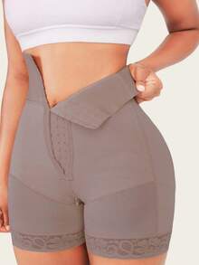 1 pieza Body moldeador y levantador de glúteos, panty de control de abdomen para mujeres con gancho y cremallera - Morado - Ver 2