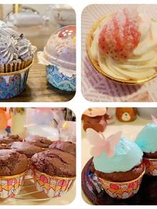 Cakegiugiu 50/100pcs Cake Cups With Lids,Disposable Cupcake Cups With Lids,Heat Resistant Muffin Cups,Cake Paper Holders,Muffin Molds, Baking Tools, Curled Edge Cake Cups,Perfect For Parties,Weddings And Birthdays - 01 - View 11