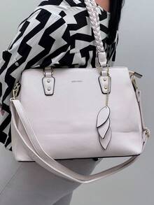 New Large Capacity Women's Handbag, Versatile Shoulder Bag, Fashion Messenger Bag With 1 Zipper 3 Dividers - 米色 - 查看 2