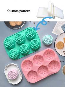 1pc/ Customized 6-Rose 340 Mousse Cake Mold French Dessert DIY Flower Baking Chocolate Ice Cube Soap Mold