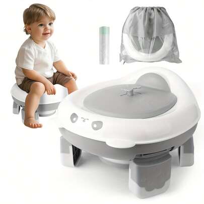 Portable Potty Training Toilet For Boys And Girls With Storage Bag – Foldable Travel Potty Chair For Toddlers, Indoor And Outdoor Use, Easy To Clean, Includes 20 Free Travel Bags