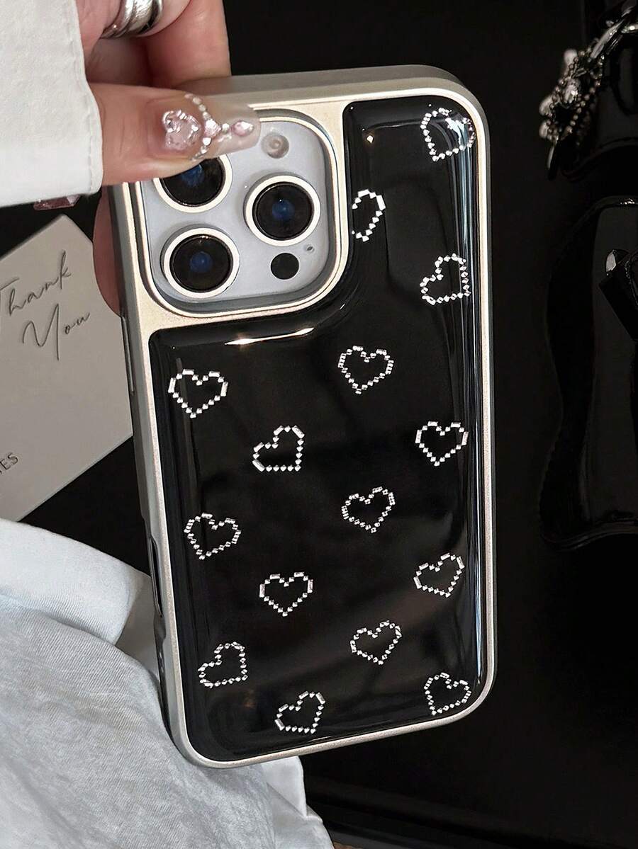 1 件黑底白心电镀哑光树脂环氧贴花硬质 PC 保护手机壳，防摔，适用于 16 Pro Max/14/13/15 Plus/16、Galaxy S25 Ultra/S25+/S25e/S24 FE/S24 PLUS、Mate 70 Pro/60 Pro、PURA 70 Pro/PURA 70 Ultra、14 Ultra/15 Pro、情侣/闺蜜生日礼物