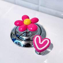 2pcs Bear Heart Flower Round Toilet Flush Assist Button, Protect Nail Art, Indoor And Car Decoration, Drawer And Wardrobe Handle, More Comfortable Life And More Exquisite Gift For Friends