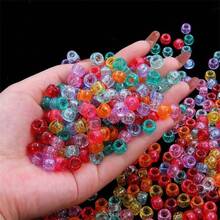100PCS Pony Beads Are Used For Hair Macaron Plastic Process Perforating Beads, Bulk Rainbow Hair Beads, DIY Bracelet Necklace Jewelry Making Supplies(Mixed Color) - Multicolor - View 2
