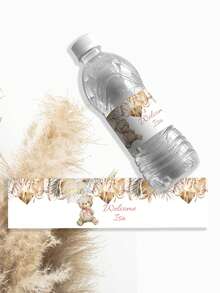 UNICCUT 客製化波西米亞風熊熊與芒草水瓶標籤，個性化姓名新生兒洗禮派對裝飾瓶貼，自黏式 - 彩色 - 查看 10