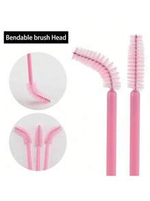 200 Kosmetiksets, 50 axiale rosa Wimperntusche Pinsel, 50 Lippenpinsel, 100 Mini Wattestäbchen, rosa Augen schwarze Wattestäbchen, Lippenpinsel, Kosmetikwerkzeuge