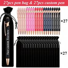 27pcs Customized Luxury Soft Touch Pens With 27 Black Pencil Cases, Rubber Round Ballpoint Pens, Personalized Writing Tools, Suitable For Engraving Names And Company Websites, Ideal For Men, Anniversary, Christmas, School Supplies, Birthday Gifts, Stationery, Back To School