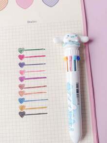 Sanrio 1/6支装 按压式十色圆珠笔 卡通可爱库洛米多色凝胶笔 旋律文具 可爱书写笔 返校学习用品（部分笔款随机发货）