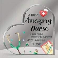 1/2 Pieces, Stethoscope Thanks Nurse For Heart-Shaped Acrylic Plaque Desktop Home Decoration (The Surface Has A Membrane That Needs To Be Tear Open), Graduation Gift For Nurse Classmates, Perfect Gift Acrylic Souvenir Decorations Suitable For Living Room, Bedroom, Office - Green - View 10
