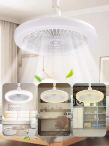 Ventilador LED todo en uno Tres tipos de luces Tres velocidades de viento con función de memoria Base E27 Modelo de control remoto Adecuado para habitación, sala de estar, sala de estudio, habitación de automóvil - Blanco - Ver 4