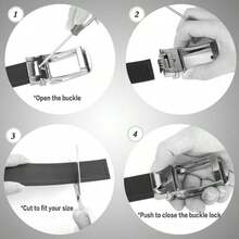 Stylish Metal Buckle Belt For Men And Women - Fashionable Daily Decoration Jeans Belt With Fully Automatic Letter Buckle - Perfect Accessory For Business And Casual Occasions - 黑色 - 查看 10