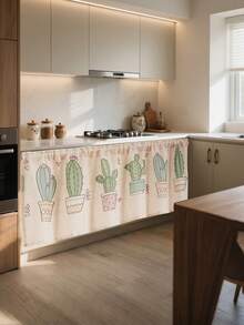 1 pieza Cortina divisoria de habitación con estampado de lino minimalista, diseño versátil y fresco - Lavanda - Ver 1