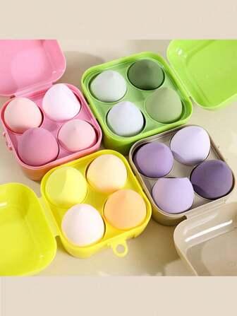 8pcs/4pcs/1pc Make Up Sponges With Color Box, Including Face & Makeup Cleaning Sponges, Super Soft, Durable And Elastic, Wet & Dry Multi-Color Sponges, Professional Makeup Tool Suitable For All Skin Types