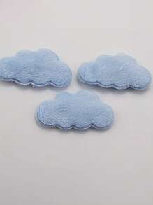 20pcs 1.65*0.91 Inch Double-Sided Fluffy Cloud Stickers, Suitable For DIY Hair Clips, Bows, Clothes, Hats And Shoes - White/Blue Fantasy Theme Sewing Patches, Craft Hair Clips - Multicolor - View 6