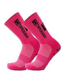 1 paire de chaussettes de sport de football avec lettres pour l'extérieur, chaussettes de sport à fond épais en terry antidérapant, chaussettes d'automne - Multicolore - Voir 10