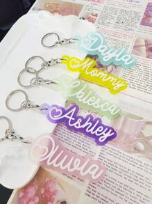 1pc Personalized PLA Keychain With Letter Pendant - Customized Dog Tag For Backpack And Handbag, Fashionable Rectangle Charm, Suitable As Mother's Day Gift, Birthday Keychain, Gifts For Girlfriend, Mother, Graduate, Christmas, Valentine's Day. Engraved, Shiny, Stainless Steel, Retro Style, Casual, Unisex
