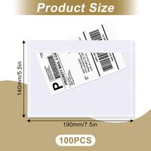 100PCS Shipping Label Sleeves, 7.5" X 5.5" Packing Slip Pouches, Packing List Envelopes/Shipping Label Envelopes For Mailing, Packing List, Packaging, Protective Documents - White - View 2