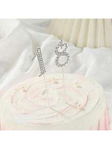 1 pieza/10 piezas Números de 0 a 9 de aleación con strass, dorados y plateados, decoración de pastel para cumpleaños, boda y números para decorar pasteles - Multicolor - Ver 4