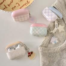Minimalist Colorblock Plaid & Polka Dot 3 Earphone Case, Suitable For Women, Pro 2, Refreshing New 2/3 Wireless Bluetooth Earbuds Protective Case, Niche Style - Multicolor - View 2