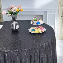 2pcs Black Sequined Tablecloths, 35 Inch Round Small Glitter Tablecloth For Birthday, Cake, Party, Christmas, Wedding, Home And Outdoor Decor - Multicolor - View 9
