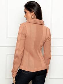 Knitted Blouse Boba Collar High Neck Blogger Braids Winter - Nude - View 5