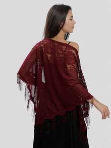 1 件女士柔软纯色透明雪纺披肩，派对舞会礼服配饰