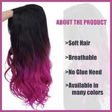 26-30 Inch Rose Pink Ombre Wig For Women - Curly Synthetic Hair With Bangs & Rose Mesh Cap, Heat-Resistant For Daily Wear & Themed Parties - Purple - View 4
