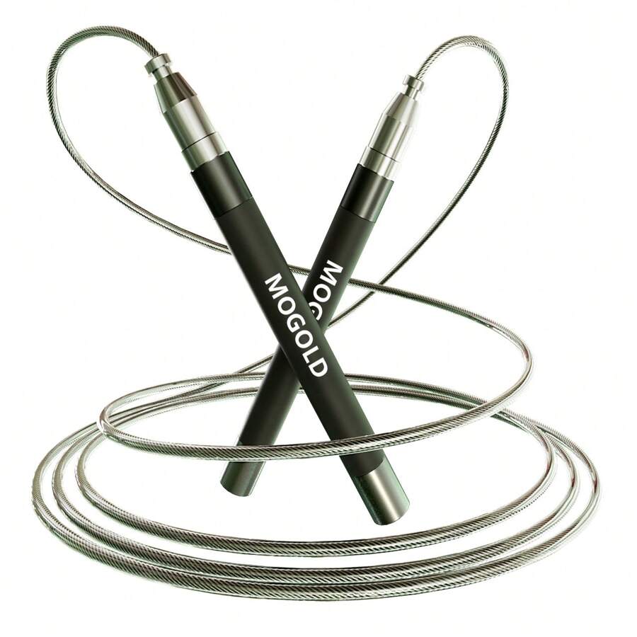 MOGOLD 1 Set Cuerda de saltar profesional MOGOLD de alta velocidad con rodamientos, cuerda de acero para entrenamiento y competición de fitness, ajustable, apto para hombres y mujeres, quema grasa y esculpe el Body