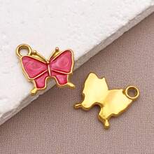 2pcs Fashion Enamel Stainless Steel Butterfly Charm High Quality Gold-Plated Love Butterfly Spacer Beads Pendant For DIY Bracelet Necklace Jewelry Making Craft Accessories