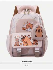 New School Backpack Lady Student Backpack Backpack School Backpack Teenager School Backpack Preschool Backpack Lady School Backpack Lady School Backpack Multifunctional Backpack Cute Men's And Women's Light School Bag Large Capacity Capybara Print Back-To-School Pink Backpack Cute Pink Princess Backpack For Girls Boys Surprise Gift Happy Gift School Bag - Multicolor - View 13