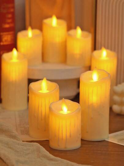 1pc Realistic Plastic Electronic Candle Light, Battery Powered Flameless Candle Lamp, Home Decor Lighter Candle, Candle Lamp, Wedding Decor Candle Lamp, Wishing Candle, Suitable For Holiday, Party, Wedding And Prayer Scenes Decoration, Indoor Bedroom Decor Candle, Christmas Decor Candle