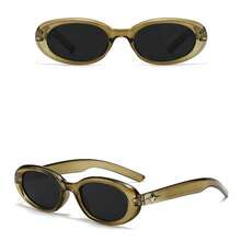 1 件女士全框复古椭圆波西米亚风格时尚眼镜，夏季海滩度假配饰