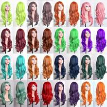 Soowee, pelucas sintéticas de 70cm de largo, peluca de Cosplay rosa y púrpura, pelo ondulado para disfraz de Halloween, postizos falsos para mujer XDMM - Morado - Ver 8
