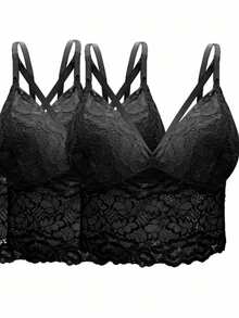Cropped Rendinha   Simples    Renda    Laço Contraste  Tecido vazado    Todas  Noite    todas - Preto - Visão 3