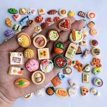 [10/20/30/50/60 peças] Miniaturas de resina sortidas para simulação de alimentos, garrafas de bebida, grampos de cabelo multicoloridos faça você mesmo, capas de celular, ímãs de geladeira, decoração para casa de bonecas, suprimentos para fabricação de joias
