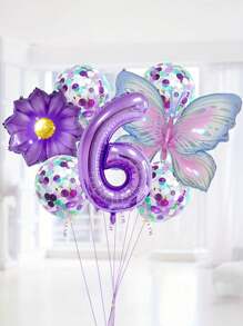 1Set, Butterfly Number Balloons Set, Birthday Party Decorations, Photo Prop Decor, Anniversary Decor, Atmosphere Background Layout, Celebration Decor, Indoor Decor, Theme Event Decor, Party Decor Supplies