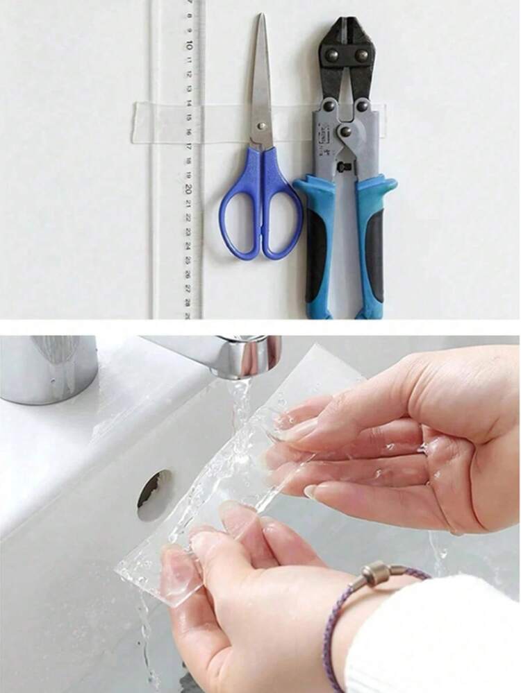 1 Roll Of Transparent Double-Sided Tape Reusable Strong Sticky Multi-Purpose Waterproof Transparent Double-Sided Tape - Suitable For Home, Kitchen, Office And Car Super Strong Double-Sided Tape Super Strong Tape Tape Waterproof Transparent Tape Kitchen Bathroom Workshop Strong Traceless Double-Sided Tape Multi-Scene Use Can Be Cut - Clear - View 3