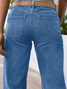 New Women's Blue Wide Leg Long Jeans – High Quality Denim Pants For Stylish Comfort - 淺色水洗藍 - 查看 5