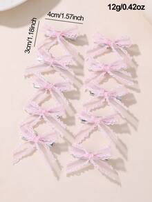 10个/套 女孩蕾丝网蝴蝶结发夹配饰 - 彩色 - 查看 8