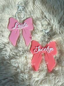 Etiqueta con lazo para mochila de niñas, colgante con nombre, etiquetas para mochila, llavero para niñas, etiqueta para bolsa, etiqueta con nombre para niñas, regalo para niñas, regalos a juego para volver a la escuela