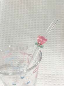 1/2 件花卉装饰耐热玻璃吸管，适合饮用果汁、奶茶、咖啡、冷饮，带有弧形设计和水果装饰、学校用品、礼品、餐厅、露营/旅行/夏季/度假/厨房、学校用品、礼物/情人节。 - 彩色 - 查看 9