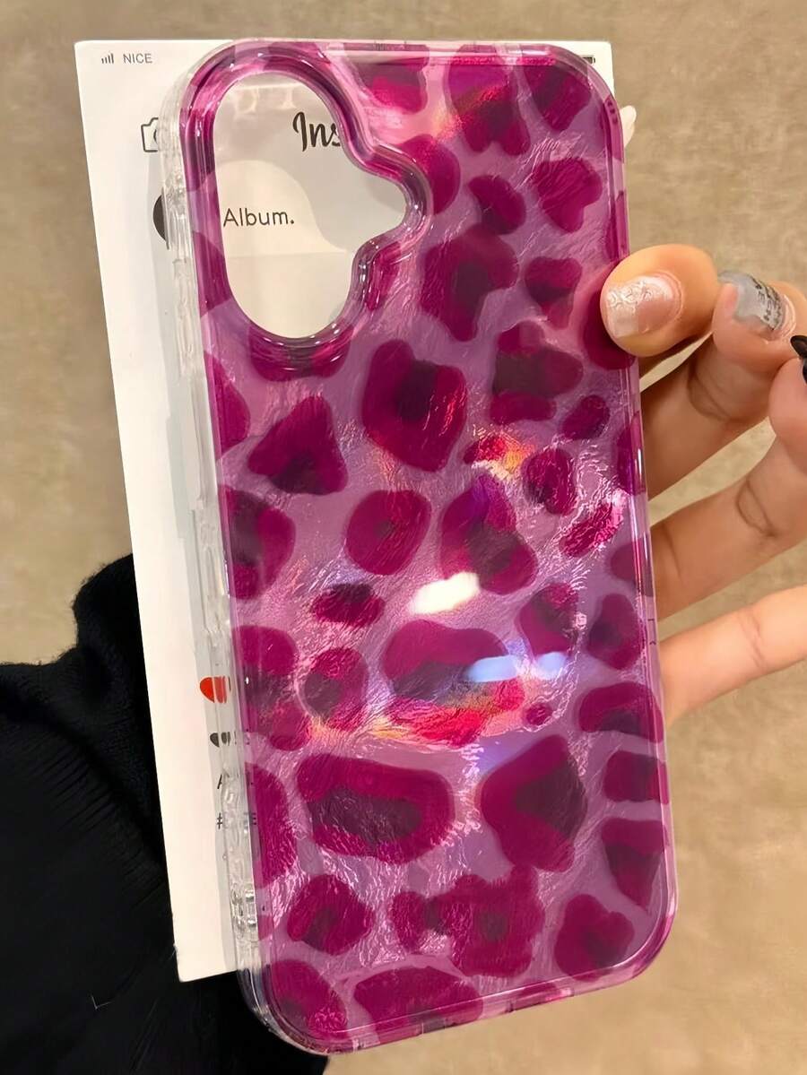 猎豹，豹纹 1 件羽毛纹理透明镜头保护软手机壳，紫色豹纹，防水防震防滑，兼容 16/15/14/13/12/11 Pro Max/7/8 Plus 等。 - 彩色 - 查看 1