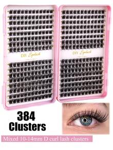 384 片单根睫毛睫毛册 簇状睫毛延长假睫毛 DIY 居家簇状睫毛延长化妆