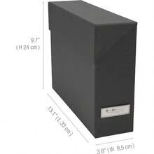 Lovisa Fiberboard Label Frame 12 File Storage Box | Document Organizer For Important Paperwork, Hanging File Box W/Flip Top Lid & Metal Label Window | 3.7"X13"X9.4" | Dark Grey - Dark Grey - View 3