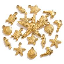 5pcs Stainless Steel Gold-Plated Marine Life Pendant DIY Jewelry Making Pendant For Women To Wear On Summer Beach Vacations - Pendants - View 2
