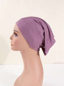 1pc Hijab Stretch Bonnet Turban Headscarftretch Plain Bamboo Jersey Inner Hat.For Muslim Women Hair Care Chemo Cap, Fashion Head Wrap