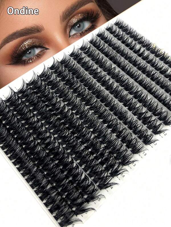 Ondine 14 Rows Of Grafted False Eyelashes, 280 Clusters Of Mink Eyelashes, Natural Eyelash Extension, 3D Russian Rolled Personal Eyelashes, Suitable For Beginners To Wear