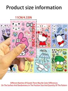 Sanrio 8/16 Blätter gemischte Kuromi Hello Kitty Kinder-Puzzle, Kitty Katze Anime Aufkleber zum Gesicht Basteln, Cartoon Spiel Dekoration, Puzzle Bausatz Jungen Spielzeug
